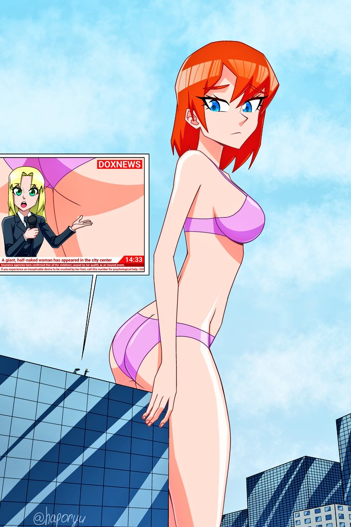 haporyu's tweet photo. Experimenting with my art style 
#giantess #sizetwitter https://t.co/h7SrLgO2H3