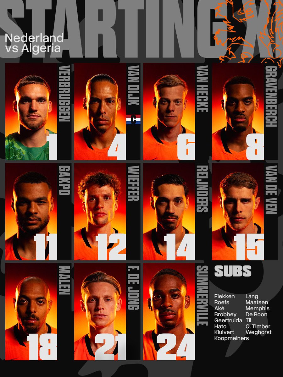 JDZFootball's tweet photo. 🚨 LE XI titulaire des Pays-Bas 🇳🇱 https://t.co/YayvFOHykt