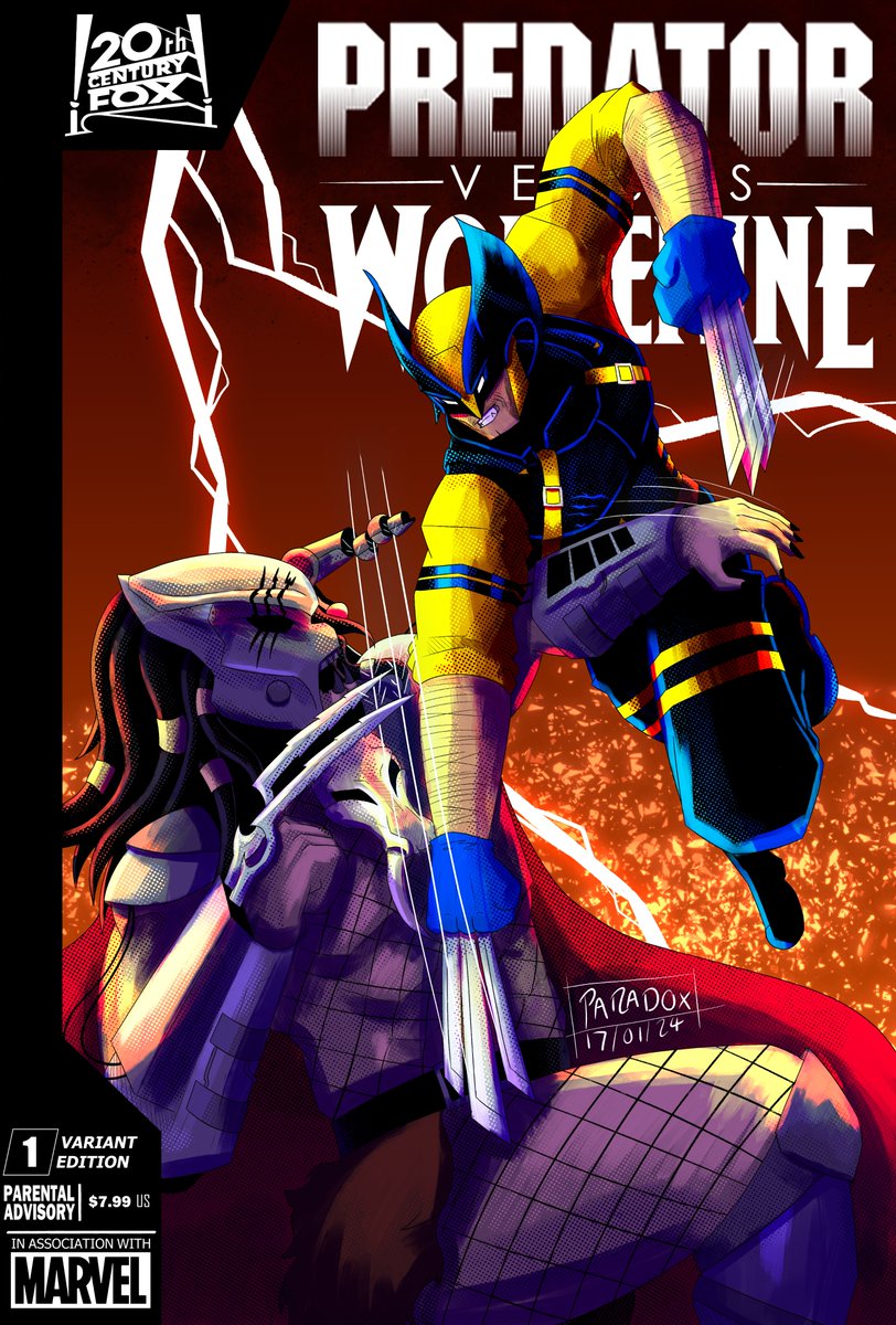 ParadoxicComics's tweet photo. WOLVERINE trailer looked pretty neat yesterday, so lets bring back this Wolverine vs Predator homage I did two years back 

Homage after a @/inhyuklee variant from the comic series. https://t.co/FPZH2DJIKh