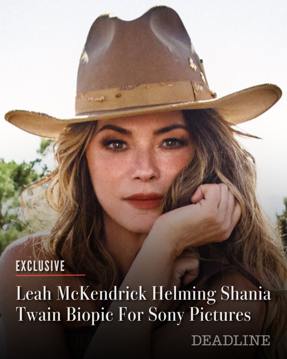 DEADLINE's tweet photo. EXCLUSIVE: Leah McKendrick has landed a major new project with Sony Pictures: a biopic on global country-pop star Shania Twain, which she’ll direct from her own original script.

Plot details for the film, titled 'Shania,' are being kept under wraps. We hear that McKendrick’s past work as a pop singer-songwriter was instrumental in landing her the gig.

More details: https://t.co/HdBVSzGvhi