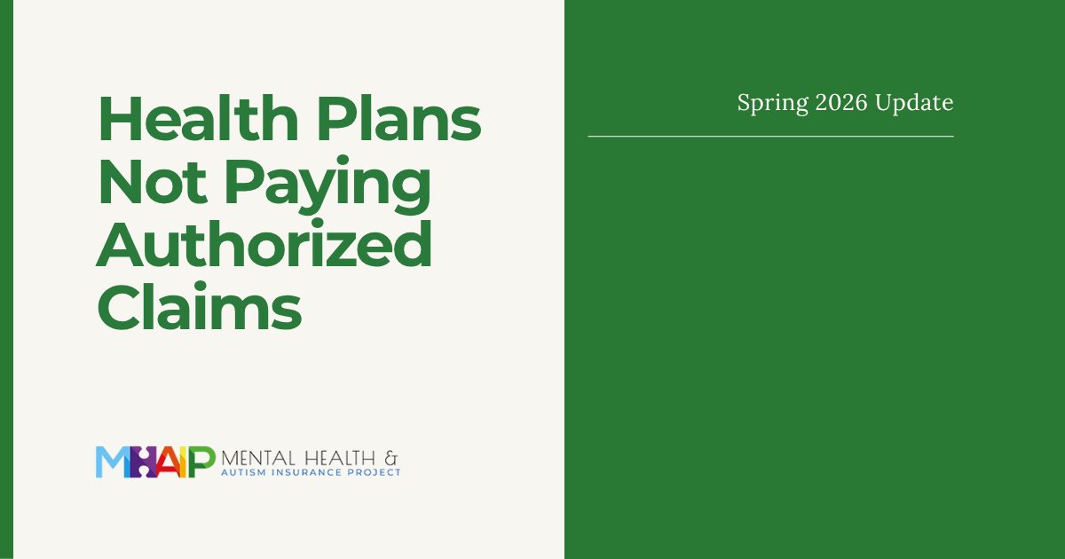 asdinsurance's tweet photo. Health plans are approving facility claims, then not paying them. Denials, delays, and "mistakes" are occurring at an increased frequency.
MHAIP's Spring 2026 Update covers what we are seeing and what providers can do.
https://t.co/1oN3oLJDdp
#AutismInsurance #ParityLaw https://t.co/C1iUcAmLTy
