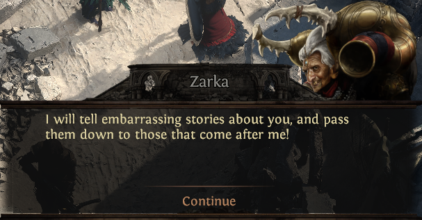 antrayus's tweet photo. I get to the Interludes for the first time and an old woman is threatening to gossip about me...

"I won't have *you* killed, I'll just butcher your aura" https://t.co/OMCbzeeriF