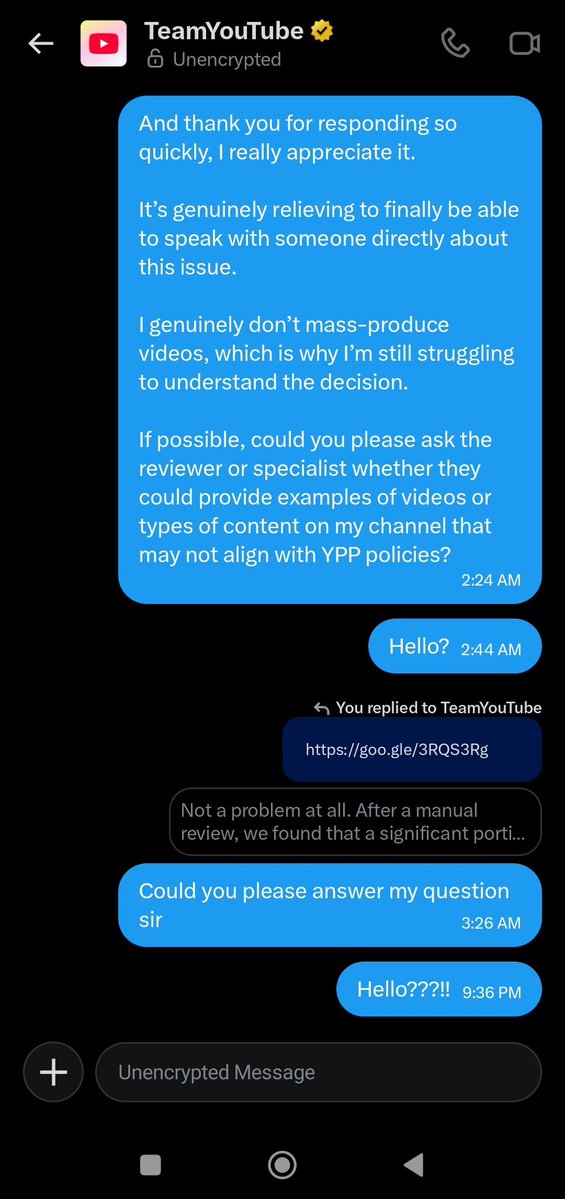 samiyluciycel's tweet photo. After 50 days of appealing the unfair demonetization, @TeamYouTube hasn't resolved it for me😭

Neither by emails nor by X, they always give me generic template responses.

Please @TeamYouTube, I ask you to review the appeal and resolve this decision
https://t.co/fkSVsmKpxa… https://t.co/6C8wzLmDAT