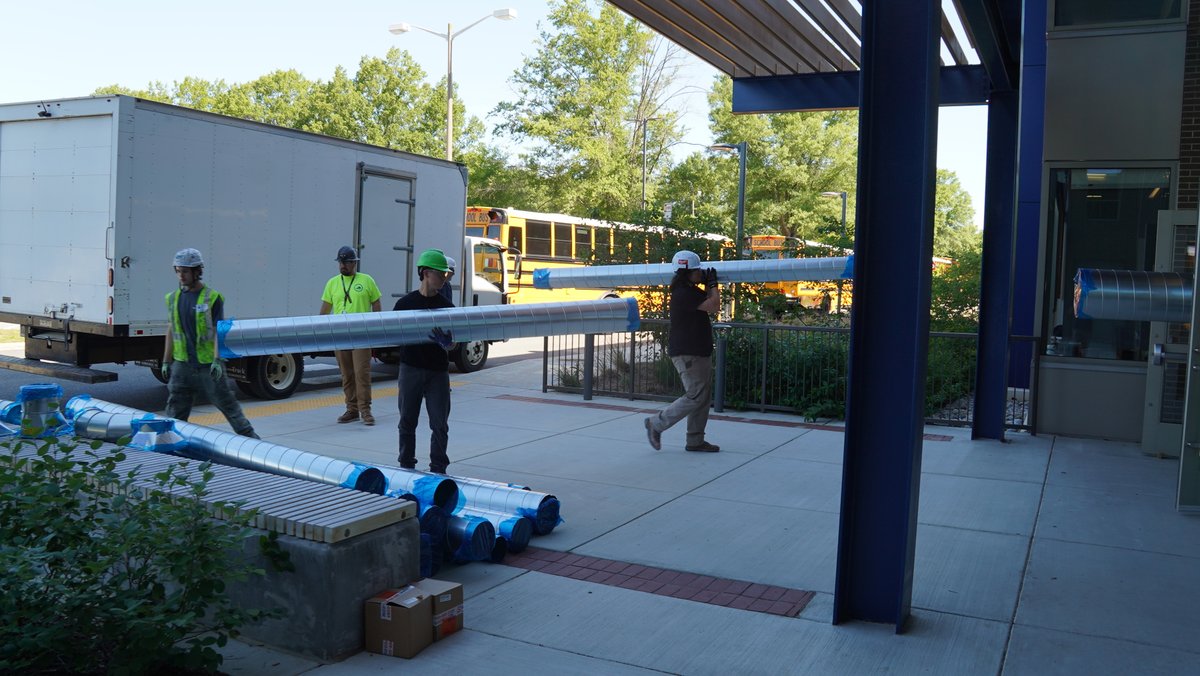 HenricoCTE's tweet photo. Thank you, ECM, for your generous donation of ductwork that our Summer Building Trades students will be installing over the summer. #HenricoCTE #LifeReady #Henrico https://t.co/bIJzEppcCM