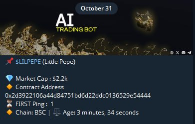 BSCAI_Bot's tweet photo. Who Remembers when @BSCAI_Bot Caught 

$LILPEPE 2.2k to 32.71M ATH (14,868x)

Past Results are not indictive of future returns https://t.co/yO91PVxg5O