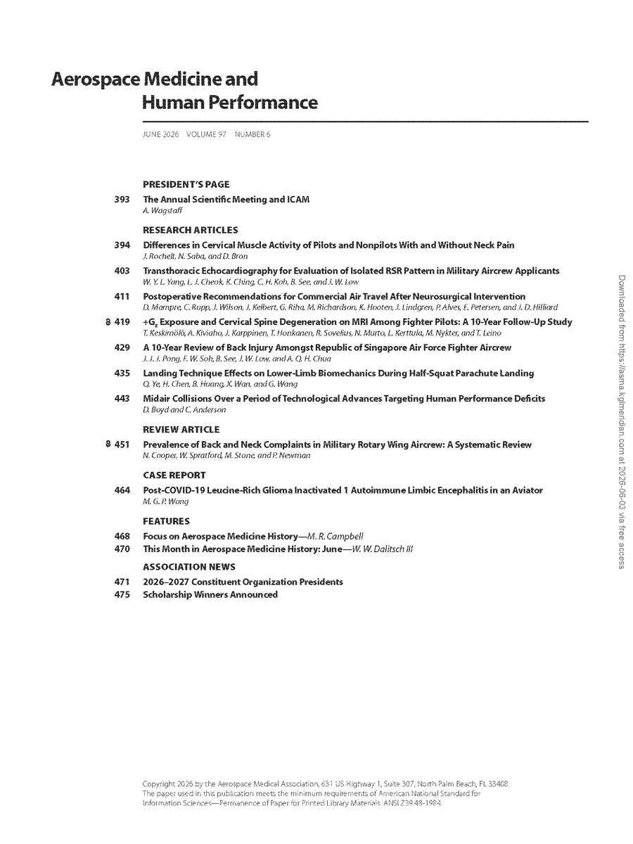 aero_med_1929's tweet photo. In case you missed it, the June issue of AMHP is live! For the latest research in #AerospaceMedicine and #HumanPerformance, visit https://t.co/GMsT6rJZFc.

Remember, AsMA members can access the full journal for free as part of their membership! 📖 https://t.co/PqZ63loi9d