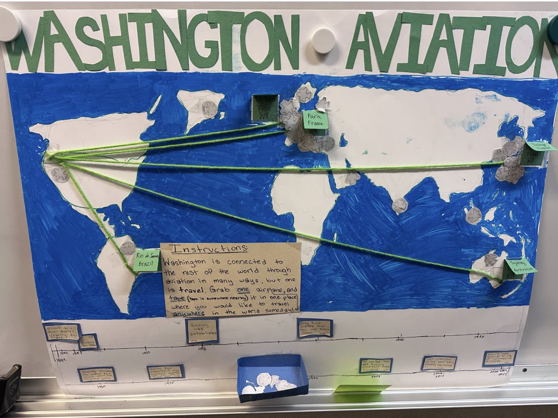Educurious's tweet photo. How are people in Washington connected to each other and the rest of the world? 🌏 Students in the Tahoma School District explored this question in their 7th-grade Washington State History project-based learning curriculum.

Their learning culminated in community boards that helped students make connections between their own lives, Washington’s history, and global communities.

This project is one example of our custom #PBL co-design work. The Washington State History Project brought together educators, district facilitators, cultural consultants, and local experts to co-design seven interdisciplinary PBL units grounded in critical issues, multiple perspectives, place-based learning, and Washington State standards.

We love creating learning experiences that help students see themselves, their communities, and the wider world in new ways.

Let’s co-design for your students.  ✅  https://t.co/fwJ2VCAgwl