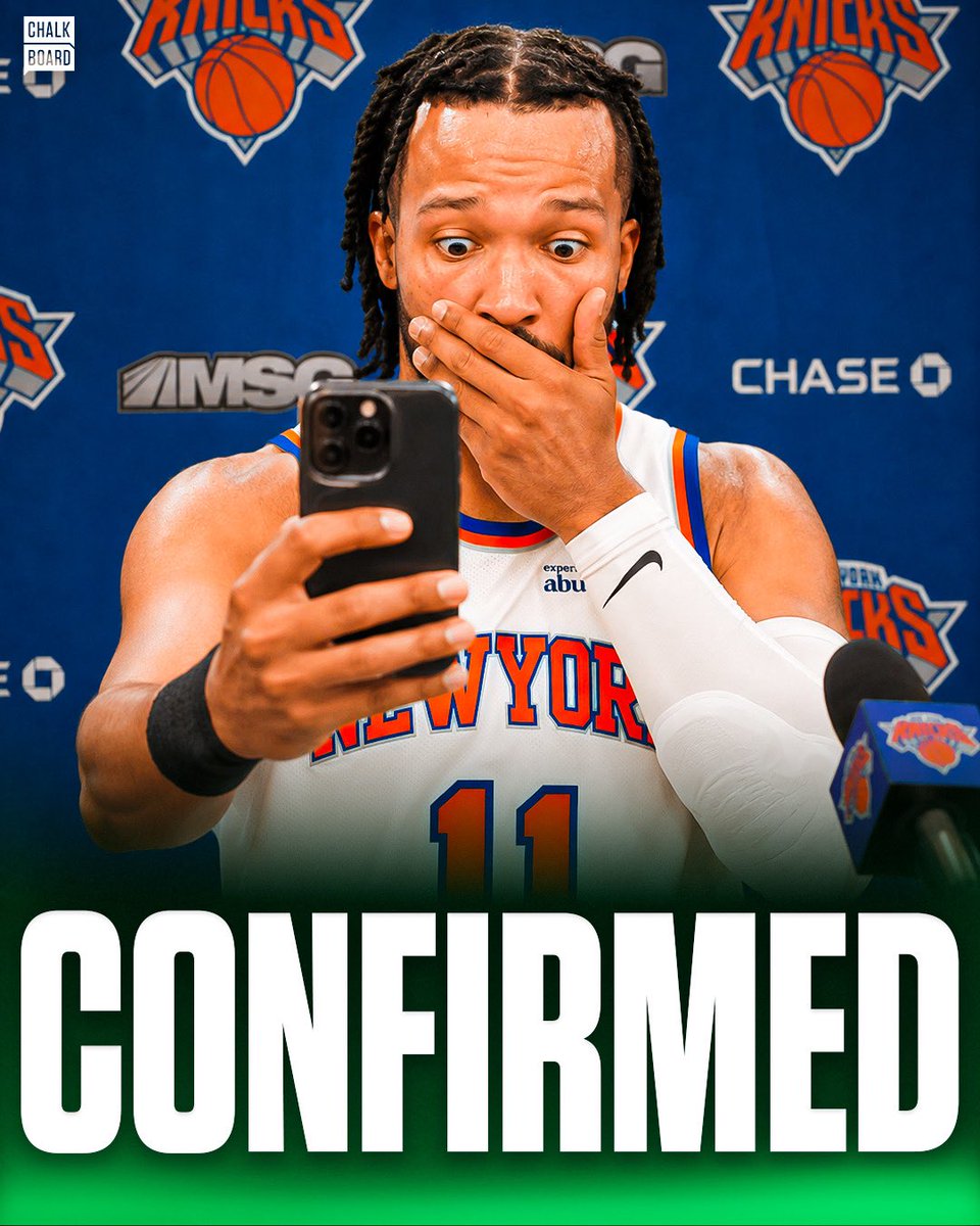 ChalkboardHQ's tweet photo. Jalen Brunson is a 1A superstar and these playoffs confirmed it 👑

27.8 points per game and 6.7 assists per game throughout the postseason

ECF MVP, 11 straight wins, and has lead the Knicks to the NBA Finals

His line tonight is 25.5 points, are you taking the more on King Brunson? 👀
