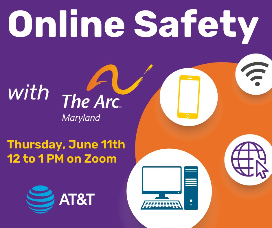thearcmd's tweet photo. Join The Arc Maryland on 6/11 from 12 to 1 p.m. for a free, virtual training on digital literacy, safety, and advocacy for people with intellectual and developmental disabilities. Build your confidence and learn to navigate the digital world! Register at https://t.co/d2gG8SOMGM https://t.co/Jea2HiOOSQ