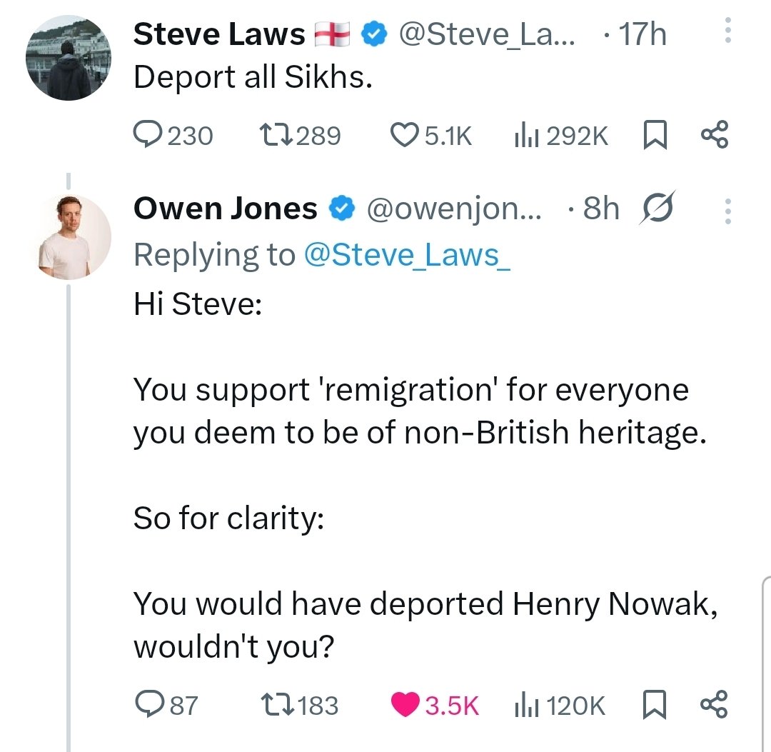 I_amMukhtar's tweet photo. Nazi Steve Laws is having a meltdown because Owen Jones exposed his whole remigration bs. https://t.co/xBMdqI1z1y