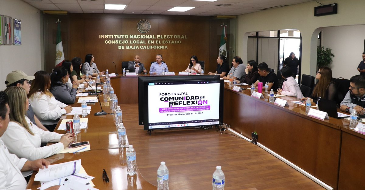 INE_BC's tweet photo. #INEBCInforma 📣✅ | El INE BC y el IEEBC participaron en el Foro Estatal “Comunidad de reflexión”, espacio de diálogo e intercambio orientado al fortalecimiento de la educación cívica y la participación ciudadana. 👥💬 https://t.co/4Lbqh7XrXW