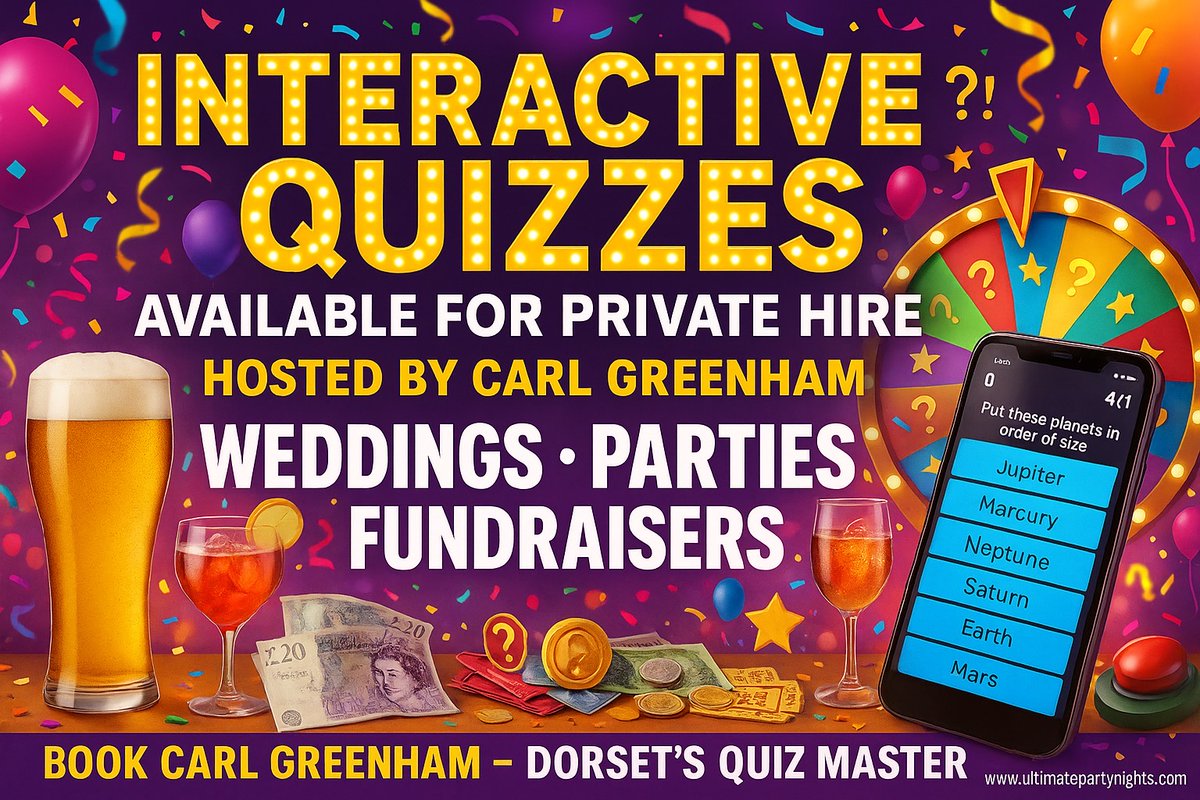 UltPartyNights's tweet photo. 🎉 TAKE YOUR EVENT TO THE NEXT LEVEL 🎉

Forget boring entertainment… our interactive quiz nights bring the ENERGY 🔥

Perfect for 👇
💍 Weddings
🎂 Parties
💰 Fundraisers
🏢 Corporate events

⚡ Limited dates available – don’t miss out

👉 Book now: https://t.co/E471pm4jXT 🥳 https://t.co/hbtFRW7YAC