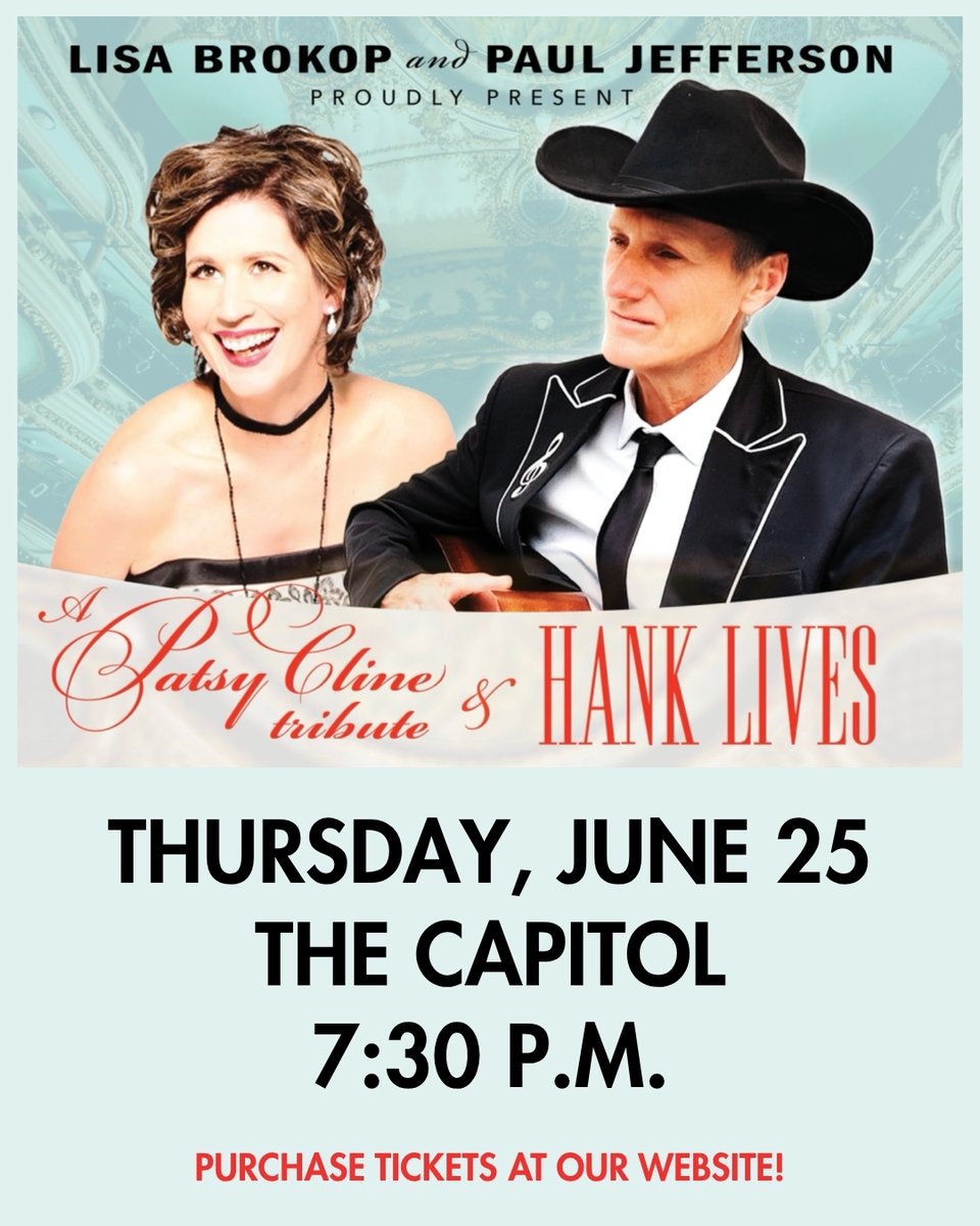 CapitolBg's tweet photo. Canadian country music Hall of Fame inductee Lisa Brokop and Nashville hit songwriter Paul Jefferson have come together with two shows to create one amazing night of classic country music at the Capitol on Thursday, June 25 at 7:30 p.m! https://t.co/VSzZmWnPsf
