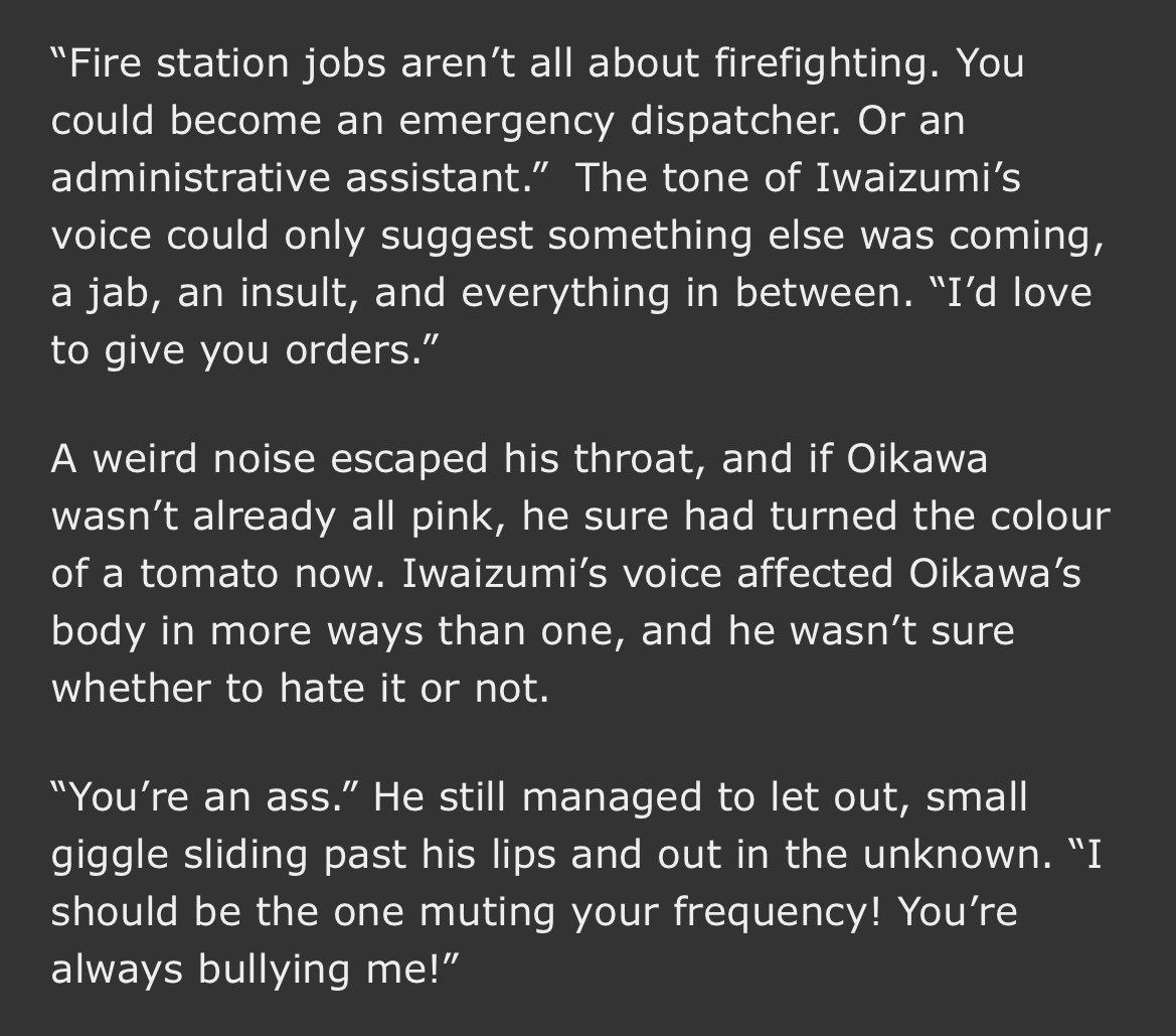showsetter's tweet photo. the concept of iwaoi being separated by miles of forest and slowly realizing the highlight of their day is hearing the other’s voice crackle through a radio (and finally meeting)? EATING IT UUUP #ilorecs https://t.co/DWJjn5wZc5
