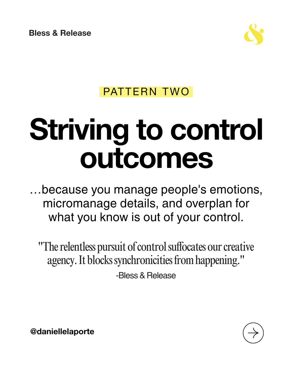 DanielleLaPorte's tweet photo. Trying to control outcomes (especially in others).

You manage people's emotions. Micromanage details. Overplan for what you know is out of your control.
The relentless pursuit of control blocks synchronicities from happening. https://t.co/g0OnQJFGR5