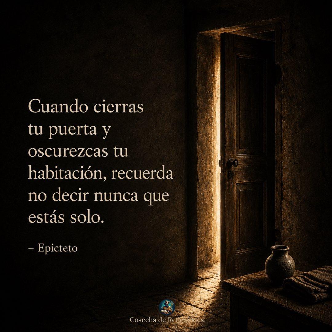 CosechaRFX's tweet photo. La soledad que sientes no es ausencia de personas, es ausencia de conexión contigo mismo. Aprende a estar en tu propio silencio sin huir de él. Quien logra eso nunca más se siente verdaderamente solo🚪

#CosechaDeReflexiones #Estoicismo #Reflexión #Epicteto https://t.co/zI4OaNBBDJ