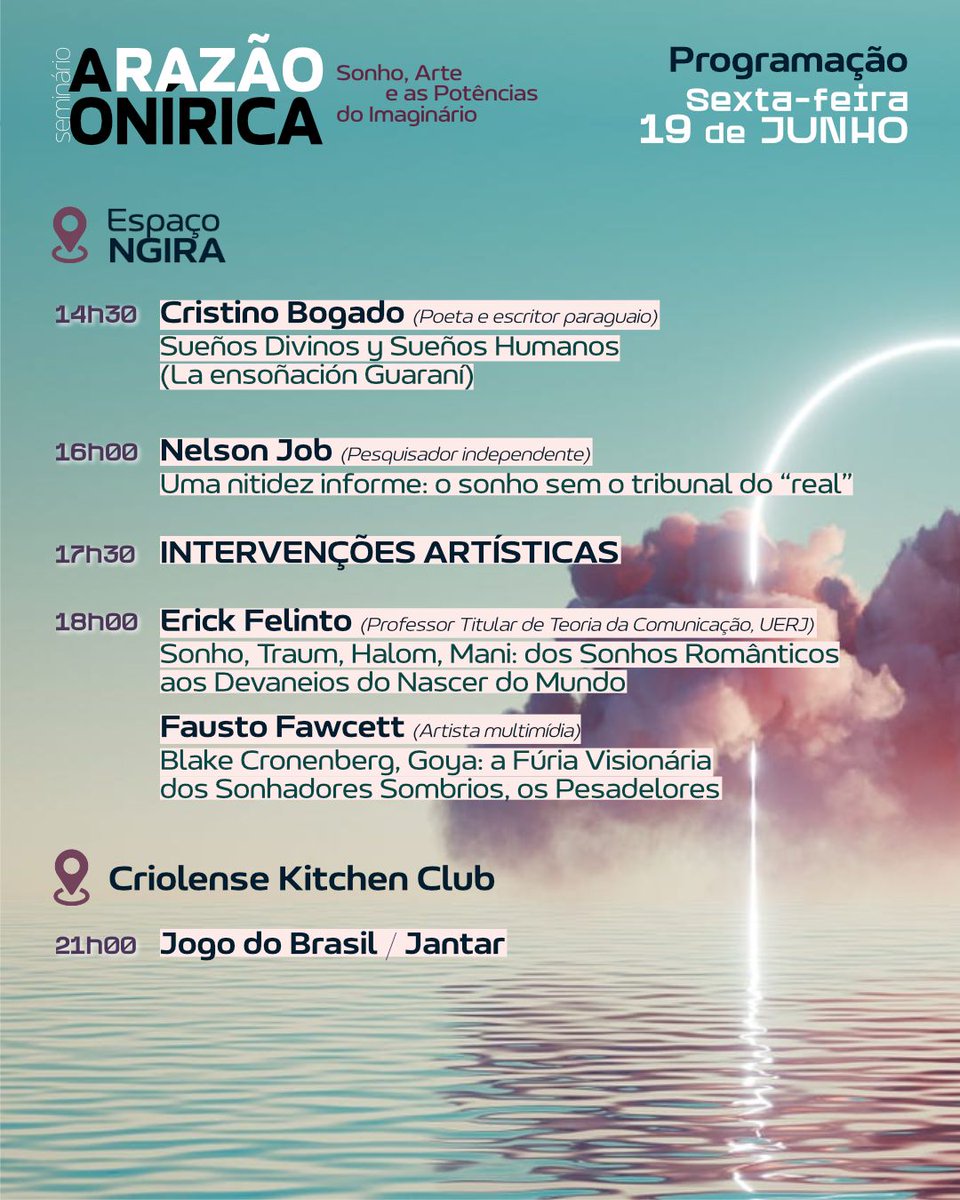 bogacris's tweet photo. Abriré este seminario onírico en Rio de Janeiro el 19 de junio previa al jogo do Brasil! https://t.co/6SN5hs3KUS