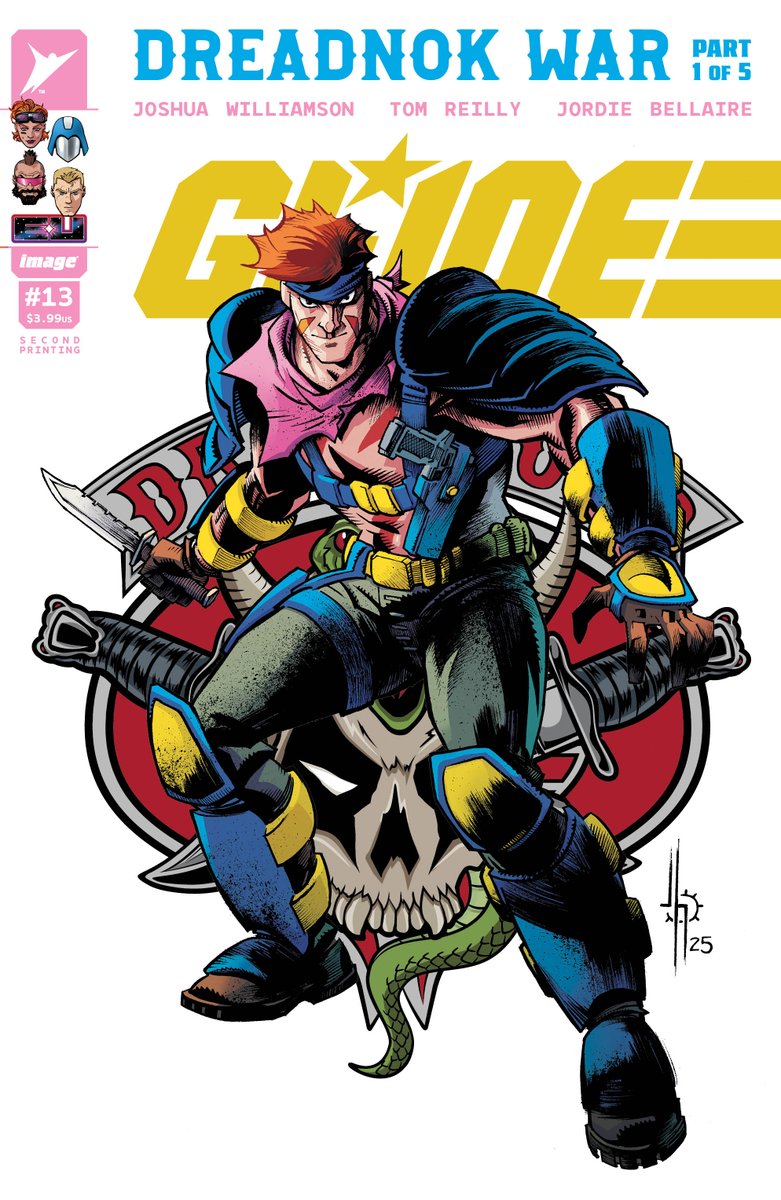 Williamson_Josh's tweet photo. Make sure to go get G.I. JOE #13 in its second @Skybound printing, featuring new covers from @theJasonHoward!

Today's your chance to get your hands on this vital Dreadnok War issue from me, @tomreillyart &amp; Jordie Bellaire! https://t.co/KlHGKkhM8e