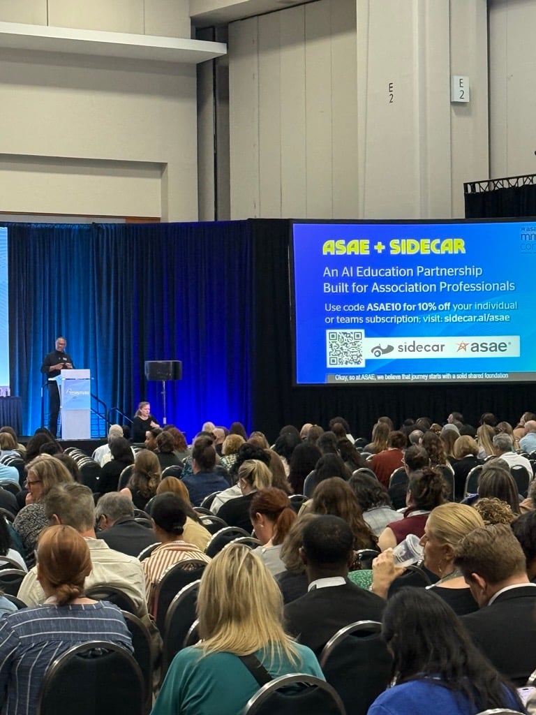 sidecarglobal's tweet photo. What a week at ASAE's MMC+T in DC! 🚀 

We sponsored, led three sessions, and joined the  ASAE's Association NOW podcast,  all about AI for associations. The energy in this community never stops inspiring us. 

Thank you to everyone who connected with us! https://t.co/PHVmEl7fWy