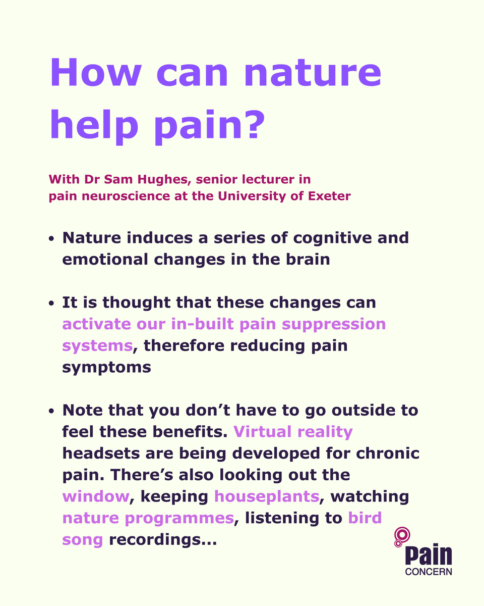 PainConcern's tweet photo. 🌿 How can exposure to the natural world help pain? 

‘There’s actually been very few mechanistic studies done on how nature impacts pain processing…’

In Airing Pain 153, Dr Sam Hughes explains his work on this research gap

🎧 https://t.co/Bevaw55WM8 https://t.co/AUrNT1AuRB