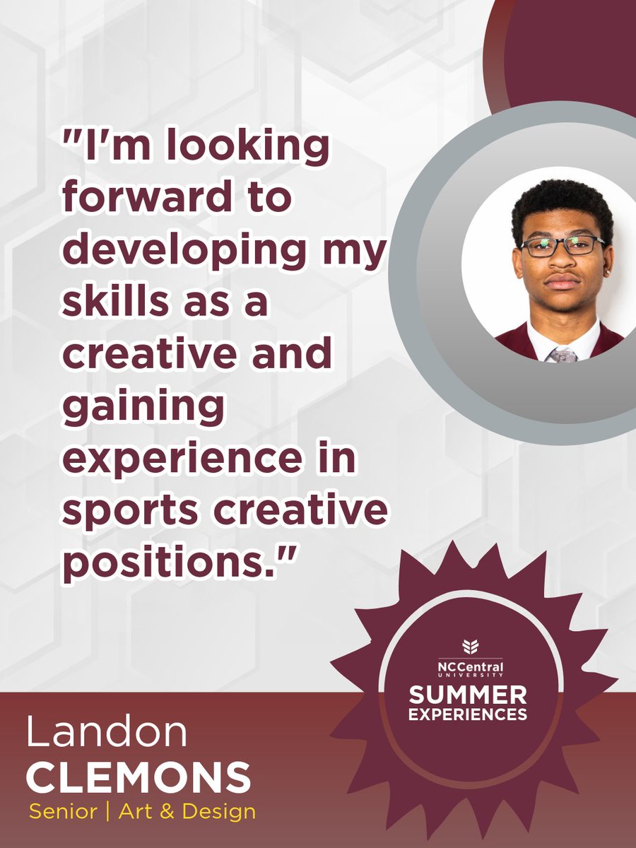 NCCU's tweet photo. #NCCUSummerExperiences | This summer, senior Landon Clemons is turning his passion for design into professional experience as a Creative Marketing Intern with the Durham Bulls, where he's supporting creative services, and gaining hands-on experience in sports marketing. https://t.co/AUrEHVxrxI