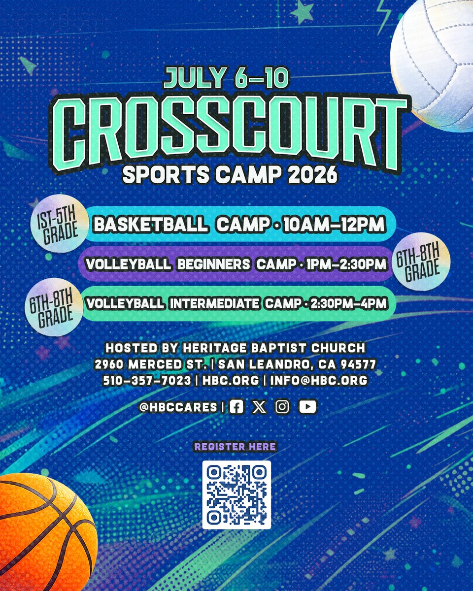 hbccares's tweet photo. 🏀🏐 Parents, get ready—CrossCourt Sports Camp is back! 🏐🏀 

Give your kids an unforgettable week of fun, friendship, and growth at our annual summer camp, July 6–10! 

Whether they’re just starting out or looking to sharpen their skills, our camp offers: ✨ Basketball & volleyball training ✨ Character-building lessons ✨ Teamwork & sportsmanship ✨ Tons of energy and excitement! 

Open to 1st–8th graders. Spots fill up fast—don’t miss out! Let’s make this summer one to remember! 🙌

Register here:
https://t.co/EG4vGcYALA