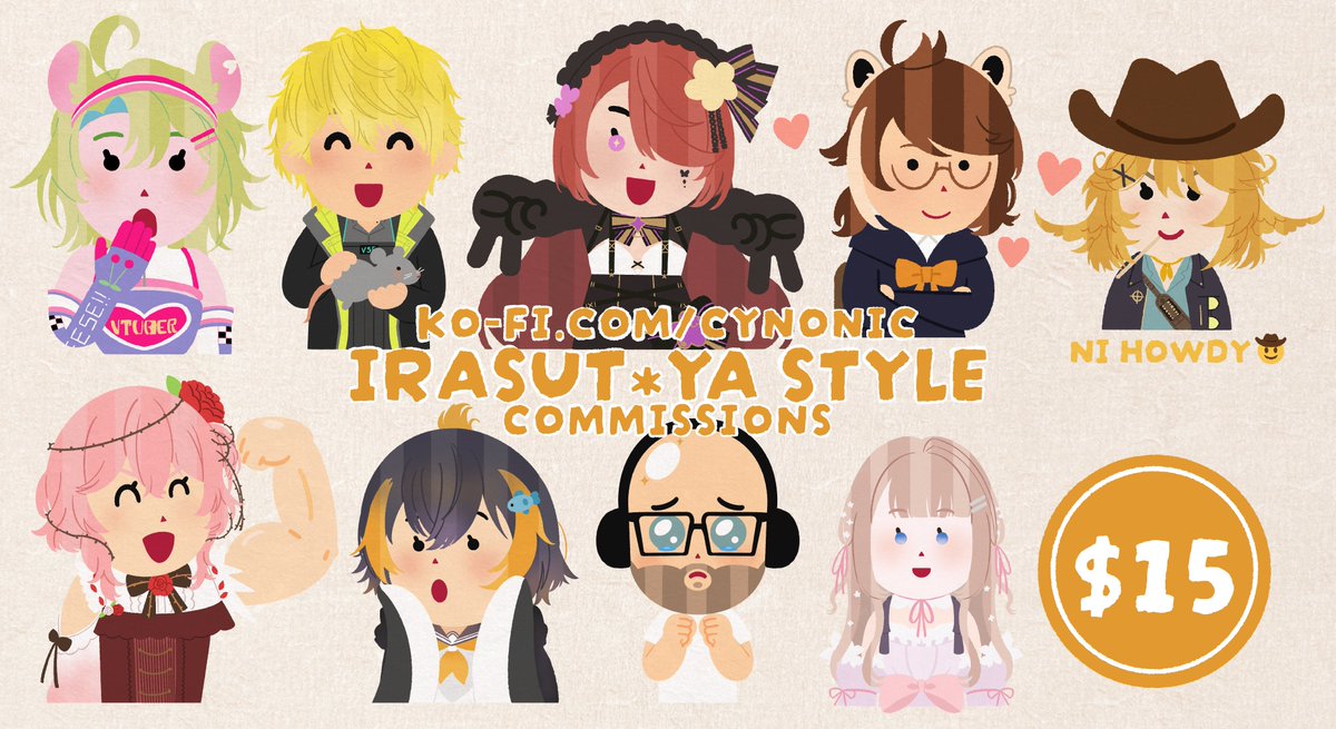 cynonic's tweet photo. 🔁+❤️appreciated!  

i've reopened slots open for irasutoya style comms! i made changes to handle how the options and decided to split it into simple (bust only) or complex (full body)! there are 5 slots open for each

https://t.co/JFvUUD7C4e https://t.co/yqF4voVXqH