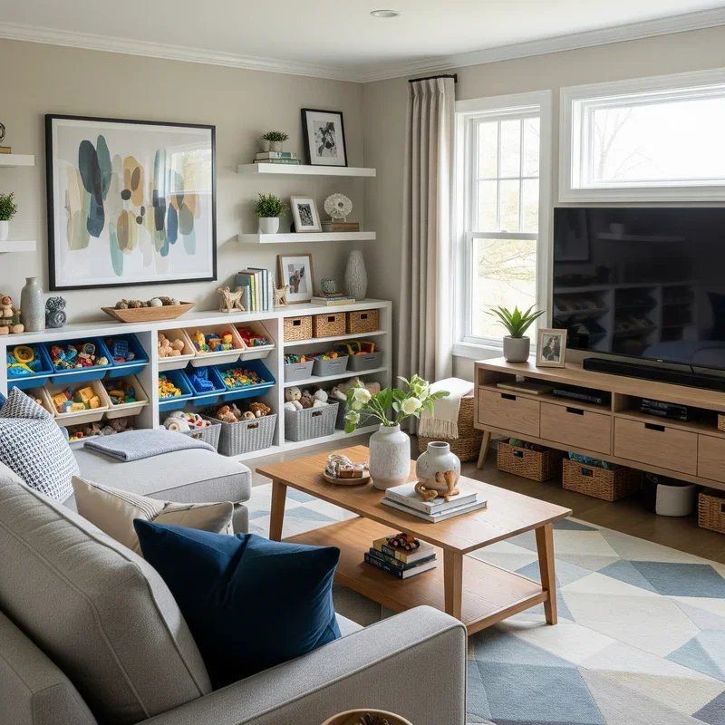 ArcosStorage's tweet photo. Family living rooms can stay functional even with toys around the house. Creative storage setups help keep shared spaces neat while still making items easy for kids to access. 

by @LiveNeat https://t.co/3YDH0WTbpo https://t.co/Bl7sp7jCcE