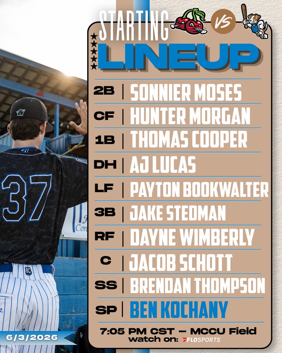 BCBattleJacks's tweet photo. 𝙏𝙤𝙣𝙞𝙜𝙝𝙩'𝙨 𝙨𝙩𝙖𝙧𝙩𝙚𝙧𝙨. First pitch at 7:05.

#homeofsouthwestmichiganbaseball #battlejacksbaseball #nwl https://t.co/P9dFgJm6J6