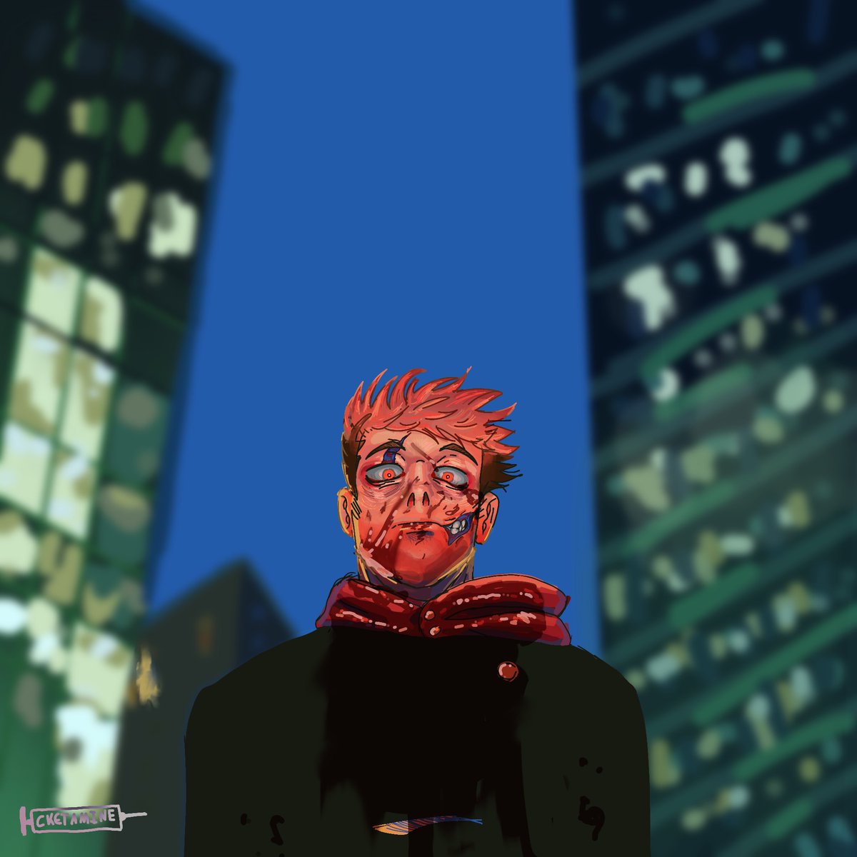 Kketamineshot's tweet photo. The lone tiger. (Featuring close up and no blood version) #jjk #yuuji https://t.co/IFwokcFGeK