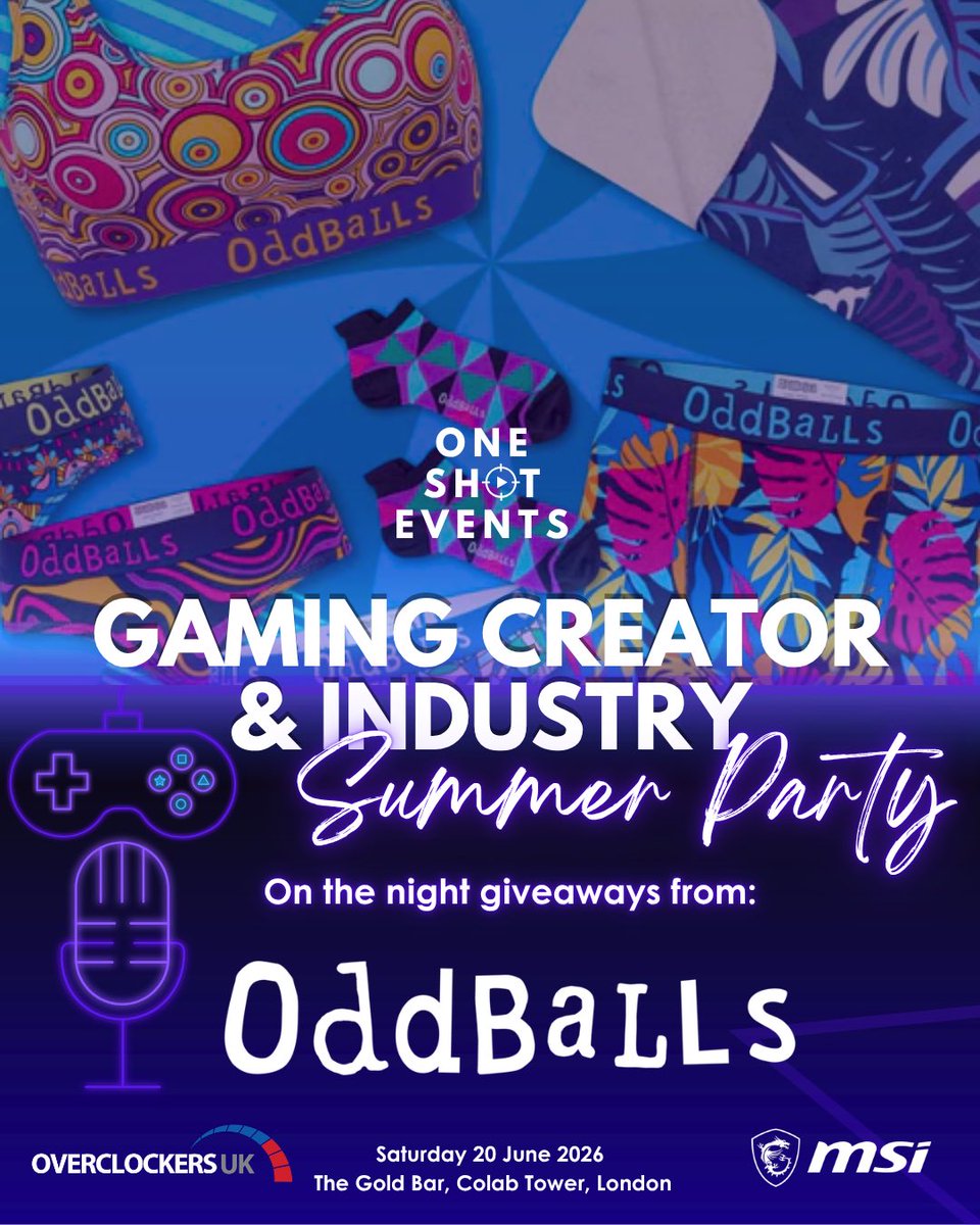 One_Shot_Events's tweet photo. Time to bring in some colour with giveaways from @myoddballs 🩵 

Let’s start June right as OddBalls isn’t just about fun underwear, it’s about championing diversity and inclusion with something for everyone. 🫶🏻 

Get your ticket today! 
#OneShotSummerParty2026 https://t.co/7QomCBCRo5
