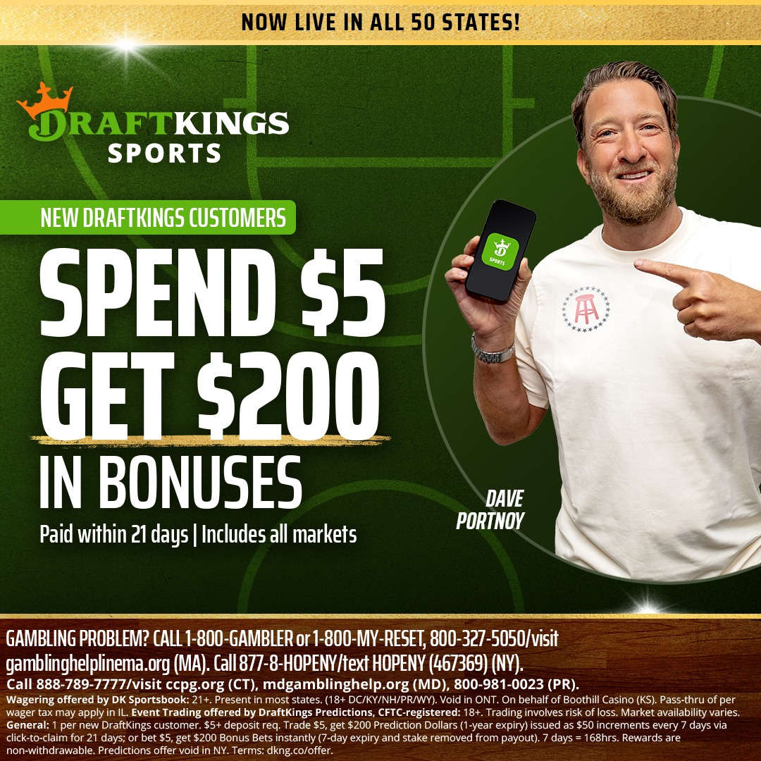 barstoolsports's tweet photo. Attention Stoolies! New DraftKings Customers, Spend $5 and get $200 in Bonuses on DraftKings! All NBA Finals! Now live in all 50 States! 🏀