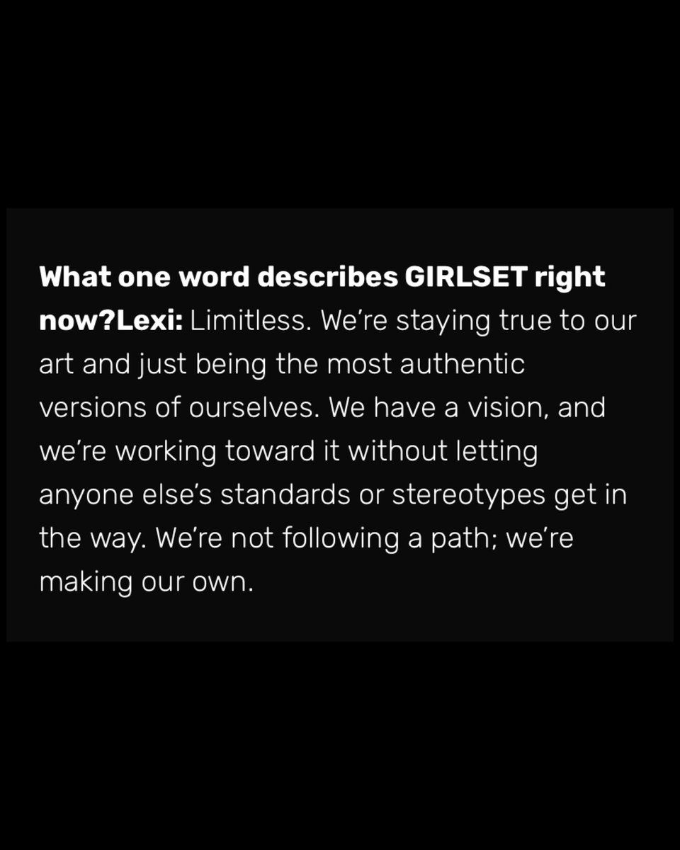 GIRLSET_SOURCE's tweet photo. #LEXI describes GIRLSET in one word: “Limitless.”

She says the group is staying true to their art, embracing their most authentic selves, and working toward their vision without letting standards or stereotypes define their path. ✨ https://t.co/4wdw4DSxv1