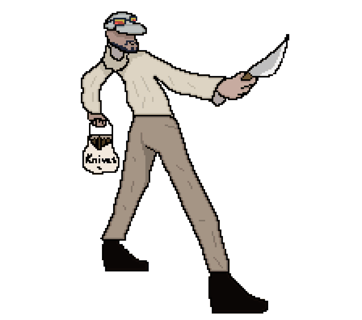 SerChansey's tweet photo. Had a bit of an Itch to do some more sprites so I made some frog enemies. They worship this strange fro-toting Frog. Also my friend's NPC Peterknife. The wonders you get with free will and an artistic itch #RPGmaker #sprites #spritework #gamedev #indiedev https://t.co/ITx1m8eSZs