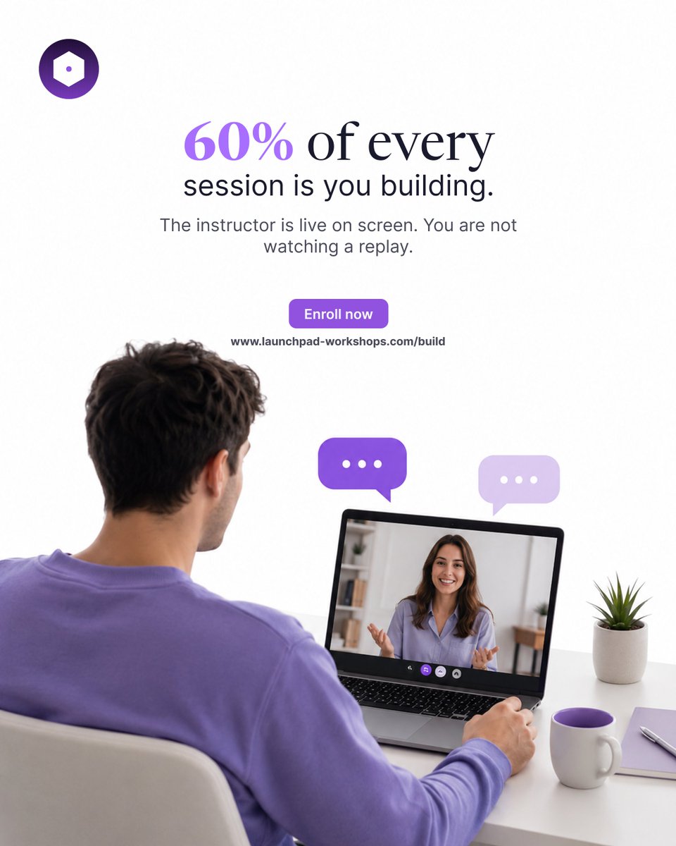 launchpad_ws's tweet photo. Most AI training: 80% watching, 20% doing.  Launch Pad: 60% you building  instructor live on screen.  Big difference.  https://t.co/YG8jBrBi2o
#AIWorkshop #LearnByDoing https://t.co/k0HHsT99ex