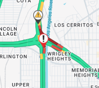 Go511's tweet photo. SigAlert in Long Beach.
On I-710 north near I-405 connector. The transition road is closed due to a brush fire. https://t.co/gTcdIawhoe
