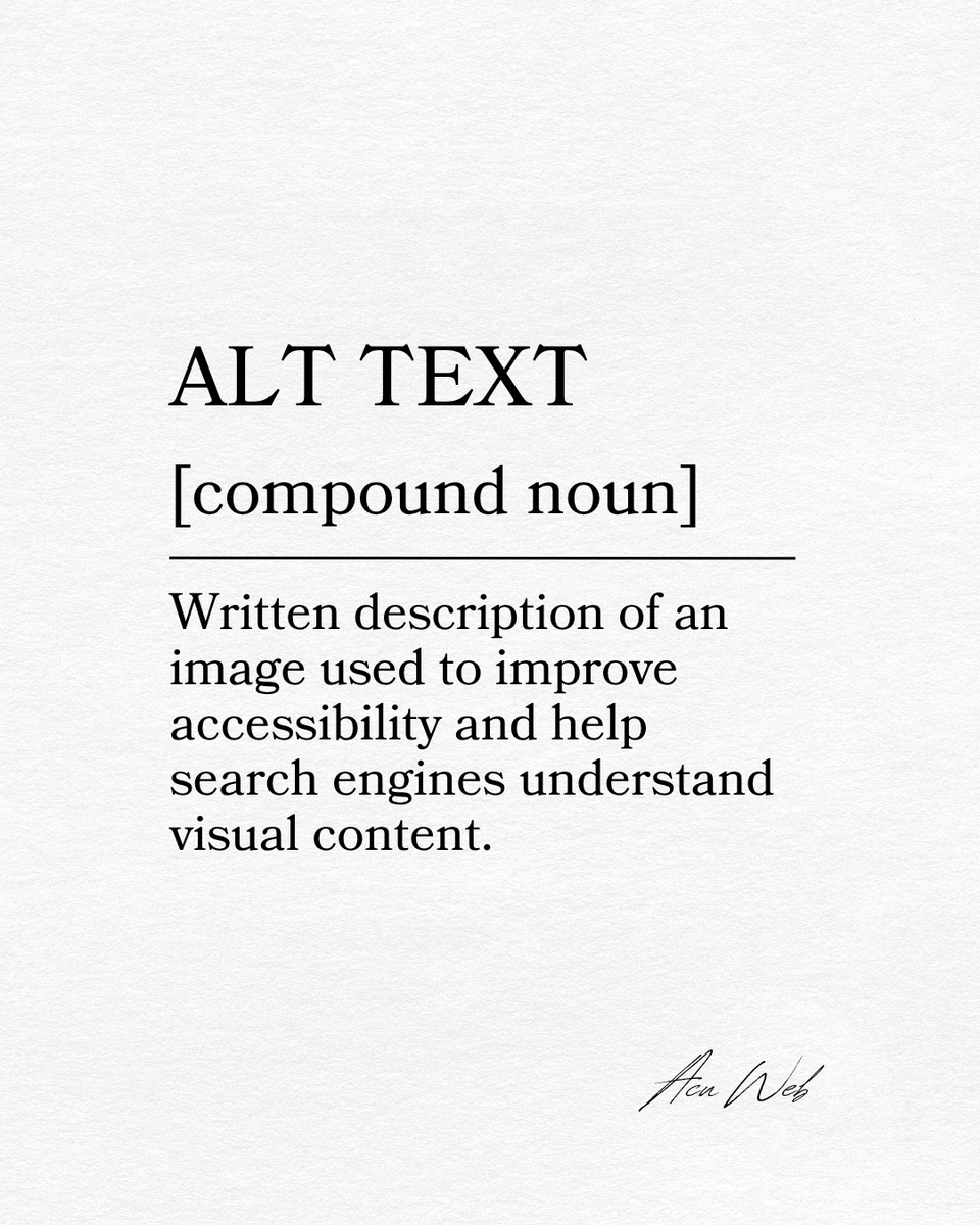 ACUWebServices's tweet photo. Alt text plays a big role in improving accessibility, user experience, and SEO 💻🖼️
A well-designed website should work for everyone ✨

#WebDesign #DigitalMarketing #WebsiteTips #WebDevelopment #UserExperience #AltText https://t.co/x57SnWyLik