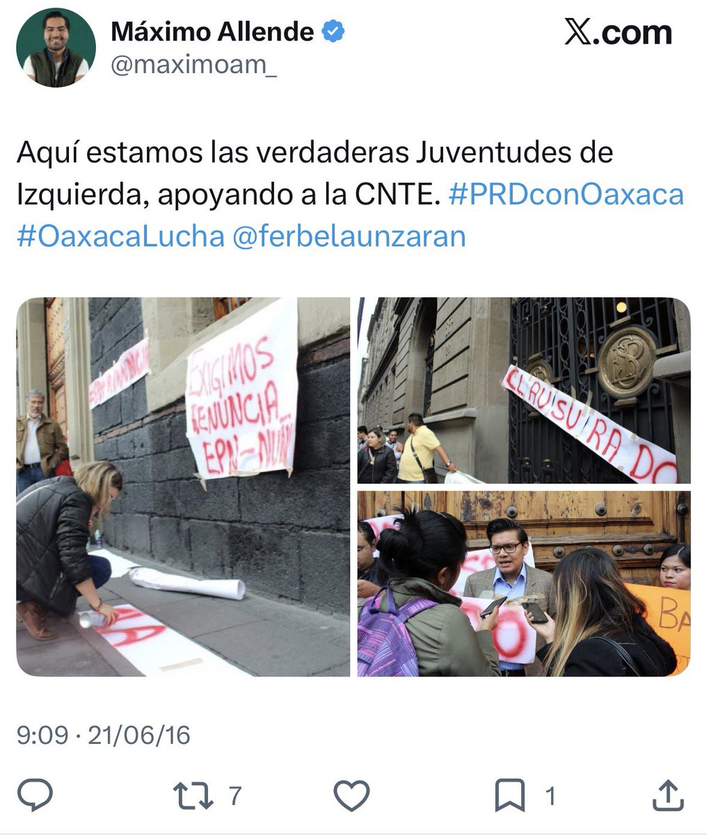 Vicente_Galvez's tweet photo. ¿Qué pasó @maximoam_ ya no eres de “las verdaderas juventudes de izquierda”? 

En el sexenio de Peña te opusiste a la reforma educativa que precisamente les descontaba el día a los manifestantes de la CNTE que protestaban y vandalizaban con nuestros impuestos… 👇 https://t.co/Rwm1qRW6OI