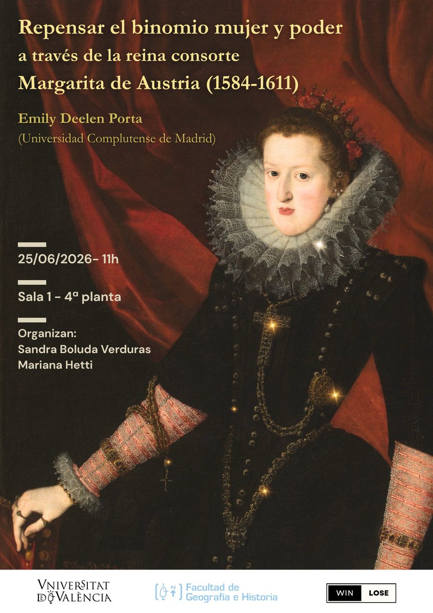 Res_historica's tweet photo. En junio no paramos. El próximo día 25 de junio a las 11.00 tendremos a Emily Deelen (@atropneleed ) en la sala I del área de historia moderna para hacernos reflexionar acerca de la reina Margarita de Austria👑. 
¡No os lo perdáis! https://t.co/rsc8QO5ekN
