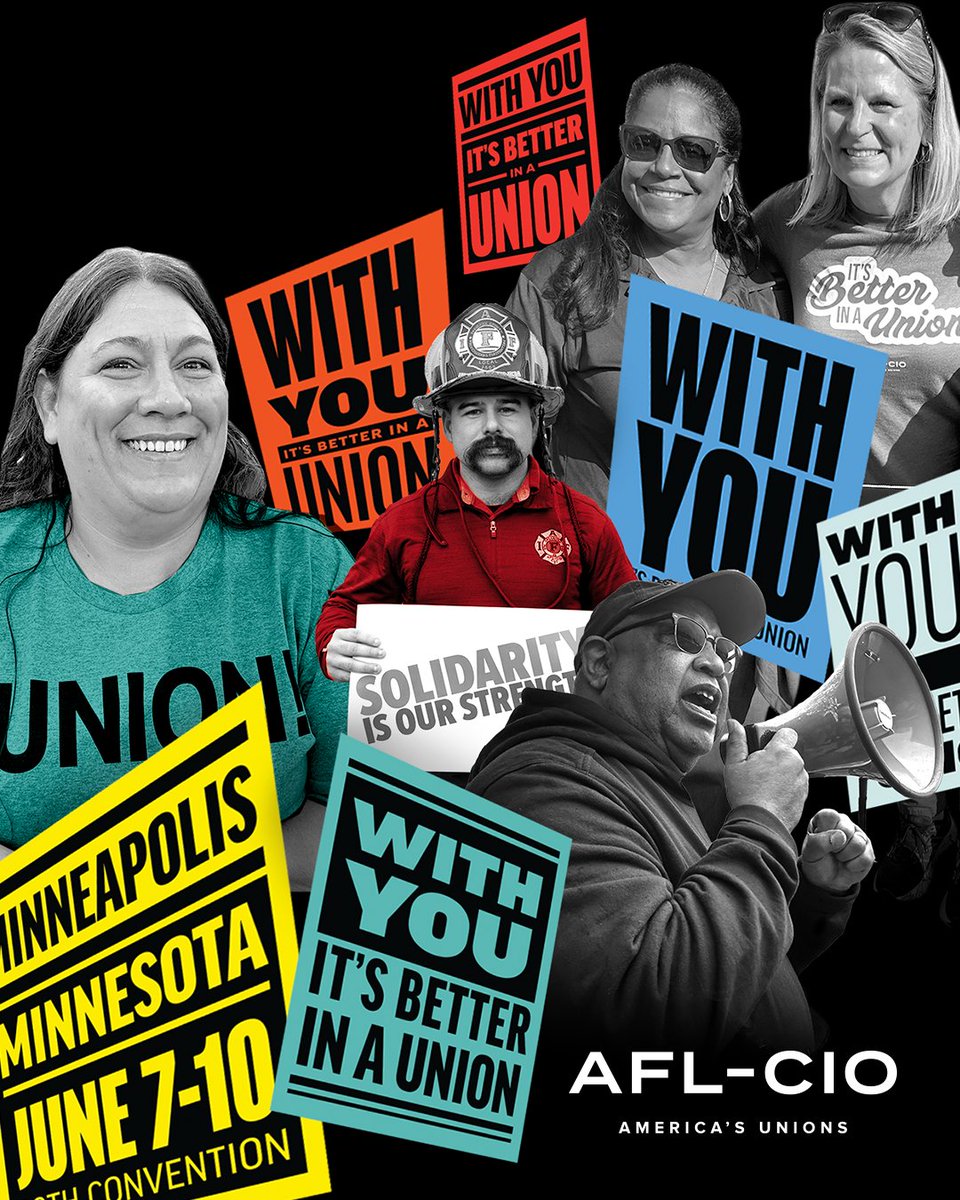 AFLCIO's tweet photo. Our 30th constitutional convention is union democracy in action — where the labor movement is coming together, building solidarity and strategizing for the fights ahead as we fight for a better future for all working people.

Stay tuned for info on how you can follow along. https://t.co/JgXbH2VyJ2