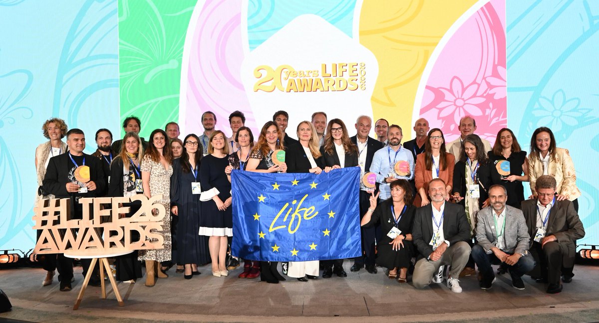 LIFEprogramme's tweet photo. Aaand it's a wrap! The 20th anniversary of LIFE Awards has come to a close. #LIFEAwards26

Special thanks to our #LIFEProjects finalists, for paving the way to a greener and sustainable future.

Keep an eye out for more information on winners in the upcoming days.

#EUGreenWeek https://t.co/q6iYORsEWL