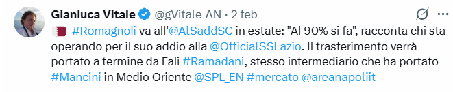 gVitale_AN's tweet photo. 🇶🇦 L'affare #Romagnoli-@AlsaddSC è pronto da febbraio, fatto da Carlos #Sureda, il socio spagnolo di Fali #Ramadani (per intenderci, il collaboratore della LIAN che segue Bryan Zaragoza) con Enzo #Raiola.
Su @areanapoliit ve lo diciamo in esclusiva da quando altri lanciavano le smentite sul fatto che avrebbe lasciato la @OfficialSSLazio: tutto apparecchiato, non da ora. Era stato solo rimandato.
Ah, ovviamente siete invitati a citare, quando poi scriverete d'aver scoperto di Sureda e company.