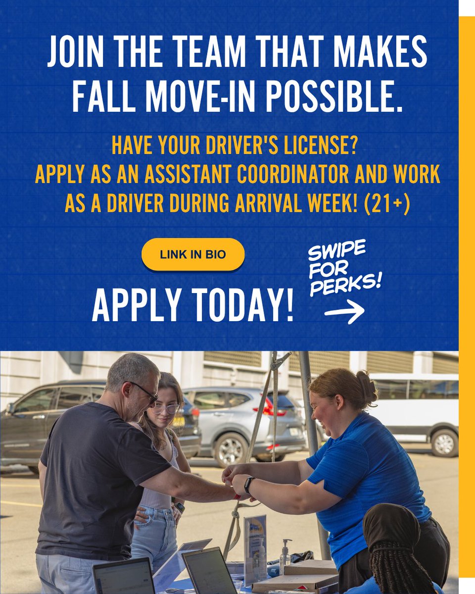 PittArrival's tweet photo. Looking for a meaningful leadership opportunity this fall? Become an Assistant Coordinator and help create a smooth move-in experience for incoming students and families. Interested but want more information? 📩 Contact arrival@bc.pitt.edu with any questions. https://t.co/ZV4UdzeR3J
