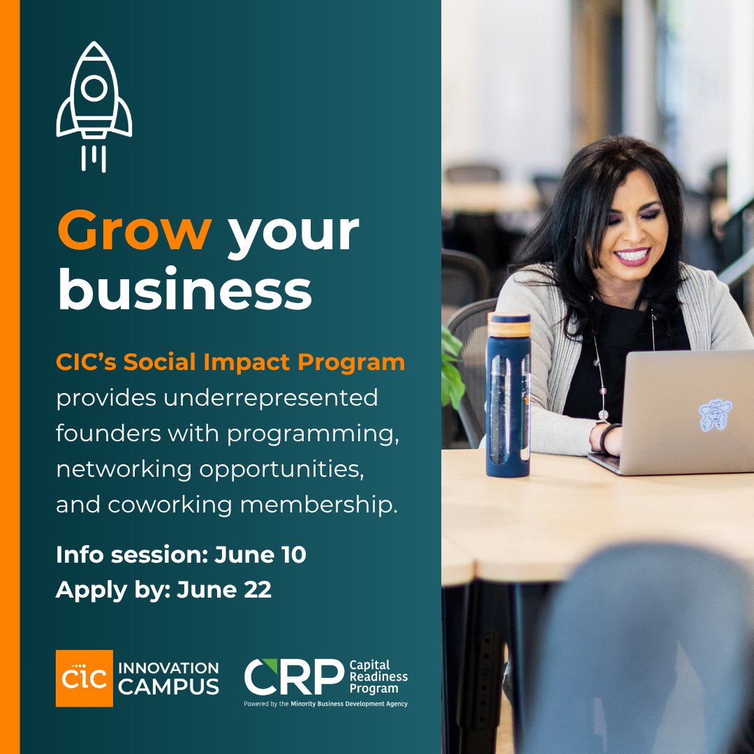 resilientcoders's tweet photo. Applications for the CIC Social Impact Program are open! 

Who should apply? Underrepresented founders in early-stages of business across all industries, with companies based in MA or the Greater Boston area. 

Learn more about the program: https://t.co/nesiP78TD7 https://t.co/QWX1j6iBPe