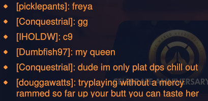 Conquestrial's tweet photo. the absolute vitriol and hatred freja players experience over a fucking quickplay match needs to be studied. i havent been the target of so much violence on any other hero ive ever played. just any time im on freja its "kill yourself, ill shoot you, die, youre a pdf" like holy FU https://t.co/3b2C85a3kl