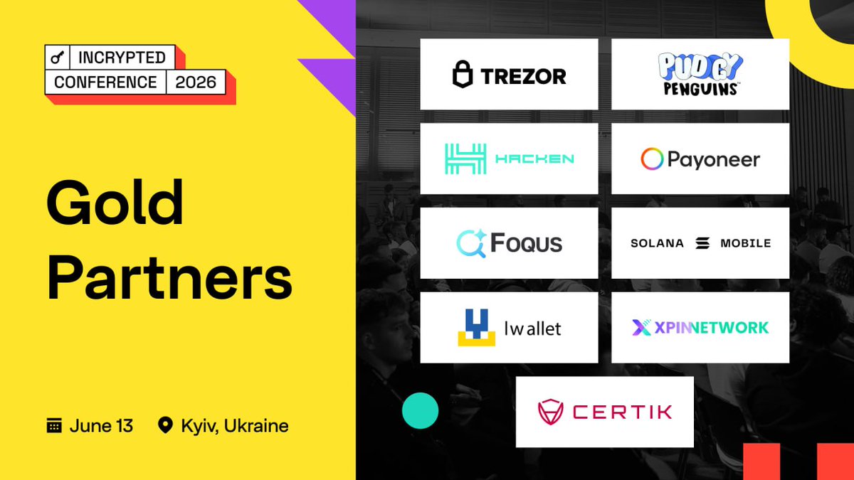 incrypted's tweet photo. Meet the Gold Partners of Incrypted Conference 2026

06/13/26

See you there https://t.co/ZpCQEP12jn