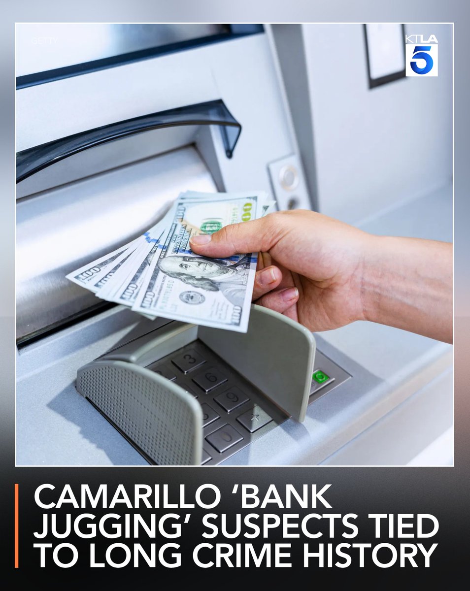 KTLA's tweet photo. Two suspects involved in a reported "bank jugging" incident in Camarillo have extensive criminal backgrounds, authorities said Wednesday. https://t.co/vfwnyRvCtJ https://t.co/NucJjlP1UG