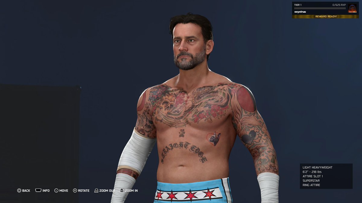 SoyElRuu's tweet photo. Nice they added the Larry tattoo to punk. 
I hope Jey gets his tattoo added to him sometime in the future 🤞🏽#WWE2K26 https://t.co/wTqUfdefQk