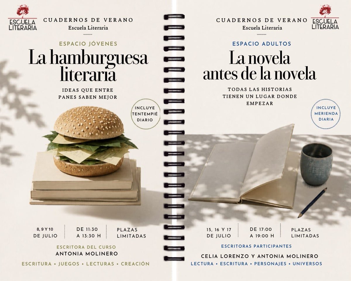 EscuelaCCL's tweet photo. Llegan los Nuevos Cuadernos de Verano 2026 de la Escuela Literaria 

Dos nuevas propuestas refrescantes y únicas para este verano. Una para jóvenes escritores y otra para adultos que te va a encantar.

Cuadernos de Verano 2026
Programas en web:
https://t.co/dASs5ySYnG
15 Plazas https://t.co/DeHOaiJjdL