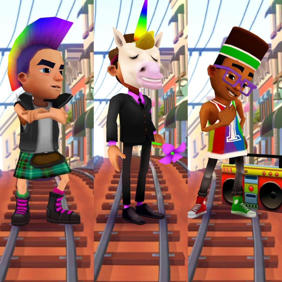poponze's tweet photo. REPRESENTATIVIDADE! O jogo Subway Surf lançou uma nova temporada para comemorar o mês do orgulho LGBTQIAPN+. 🏳️‍🌈 https://t.co/NERZb6tpaN